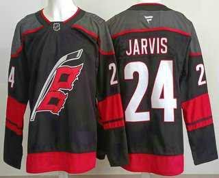 Men%27s Carolina Hurricanes #24 Seth Jarvis Black Authentic Jersey